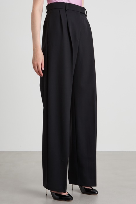 Pantalón ancho en mezcla de lana