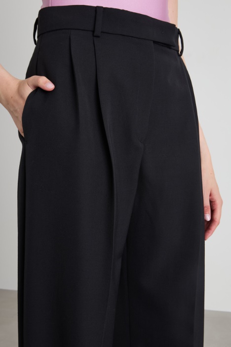 Pantalón ancho en mezcla de lana