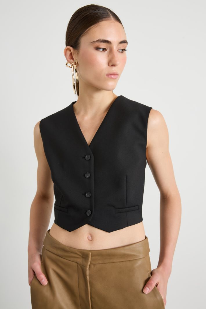 Gilet crop in lana