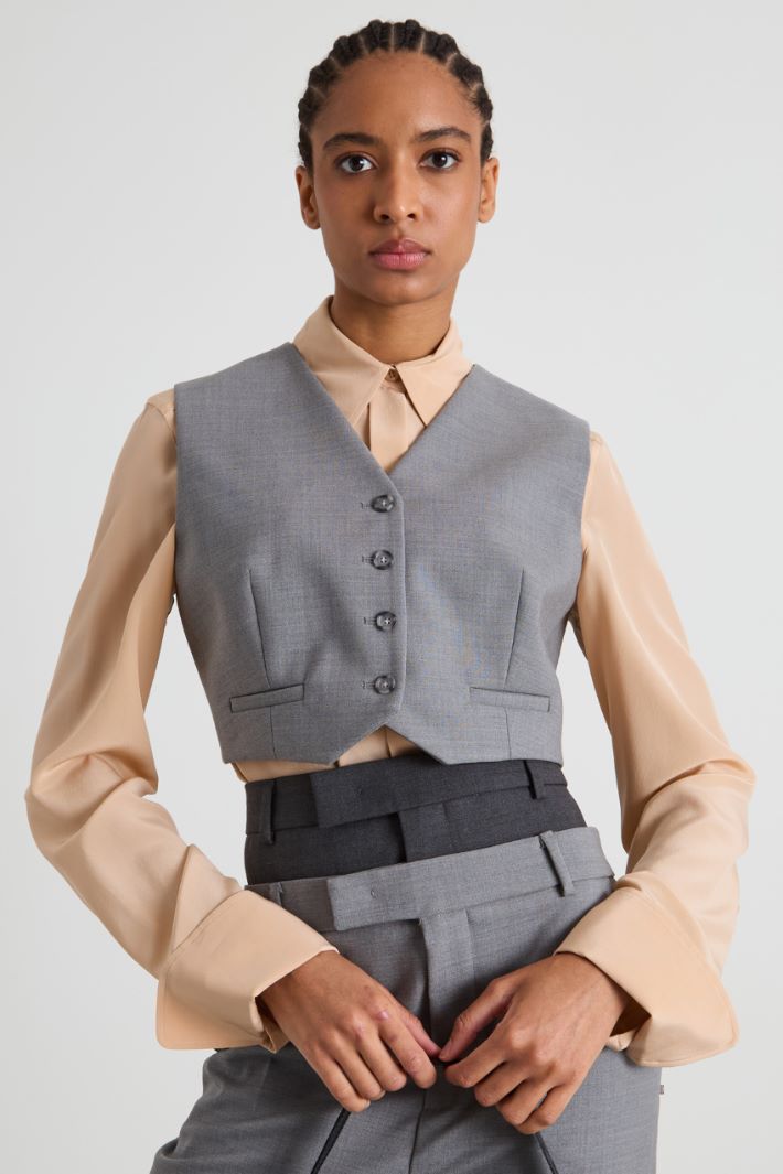 Gilet crop in lana