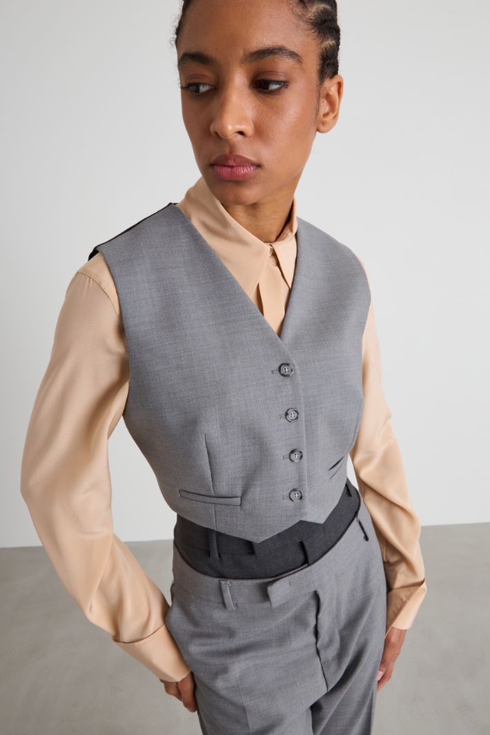Gilet crop in lana