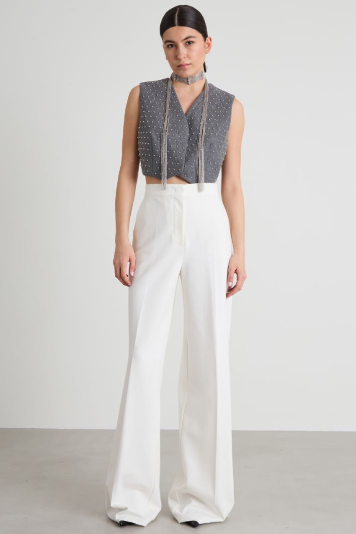 Cropped wool waistcoat with studs Intrend - 3