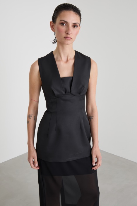 Sleeveless top with corset detail Intrend