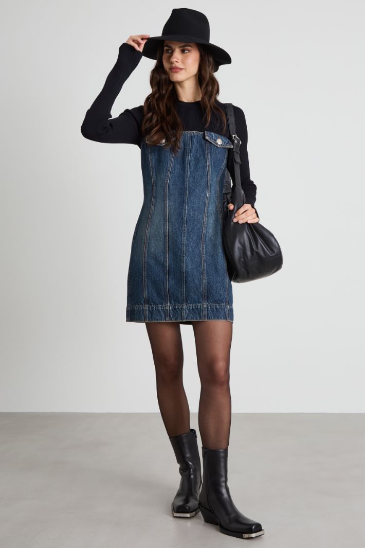 Abito aderente in denim e maglia Intrend