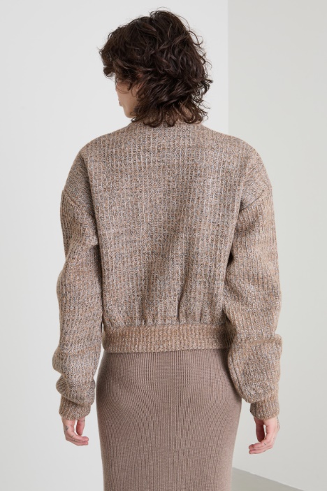 Bomber in maglia di lana gommata