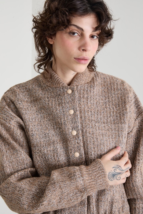 Rubberised wool-knit bomber jacket Intrend