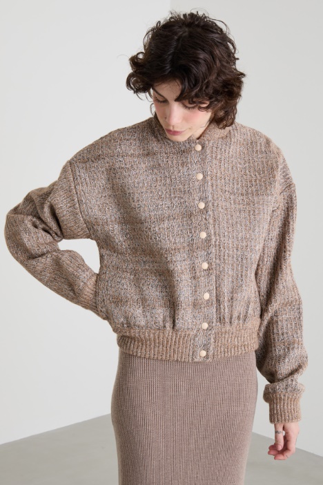 Bomber in maglia di lana gommata