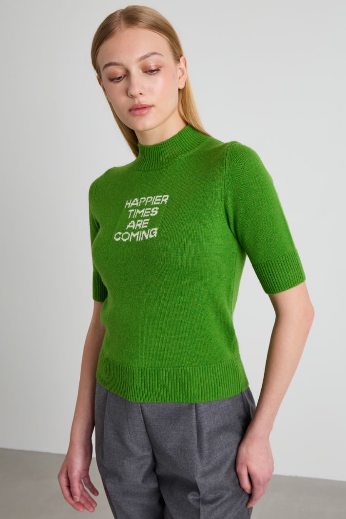 Maglia mezze maniche con intarsio