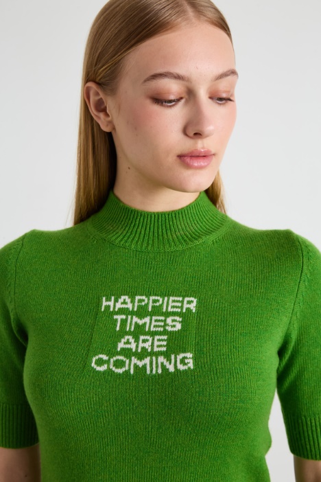 Maglia mezze maniche con intarsio