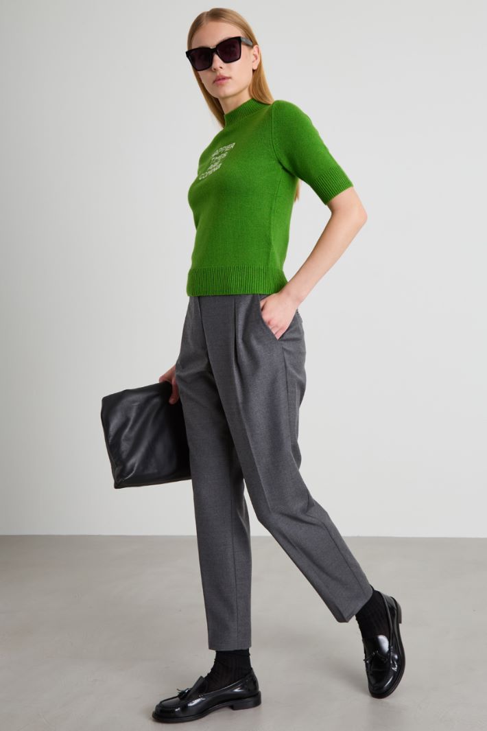 Maglia mezze maniche con intarsio