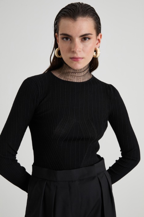 Turtleneck with mesh inserts Intrend