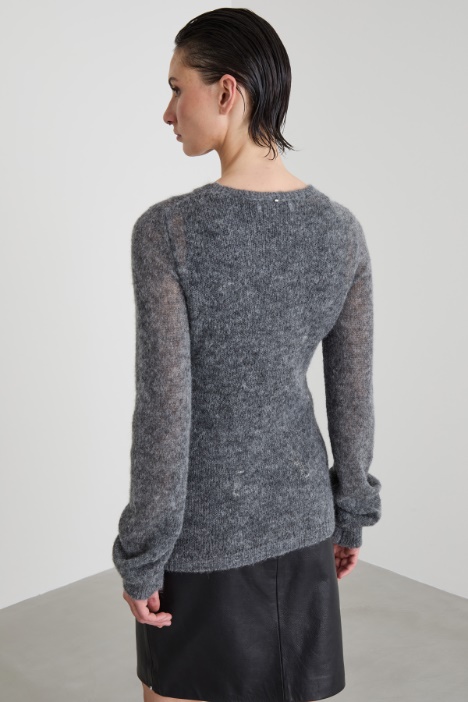 Maglia girocollo in alpaca e lana