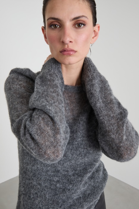 Maglia girocollo in alpaca e lana