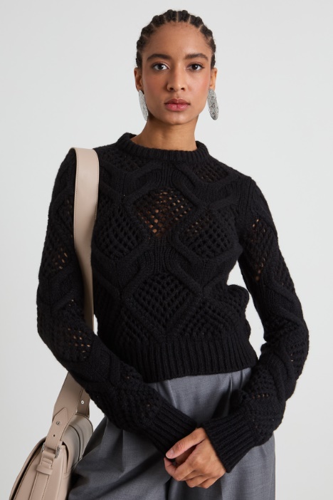 Diamond-knit crew-neck sweater Intrend