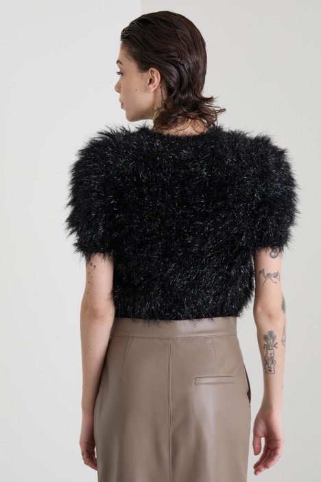 Maglia cropped lamè