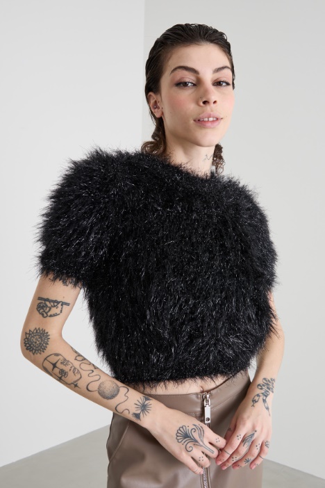 Maglia cropped lamè