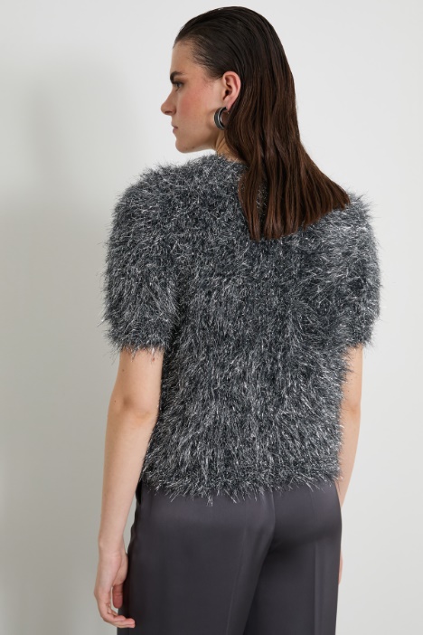 Maglia cropped lamè