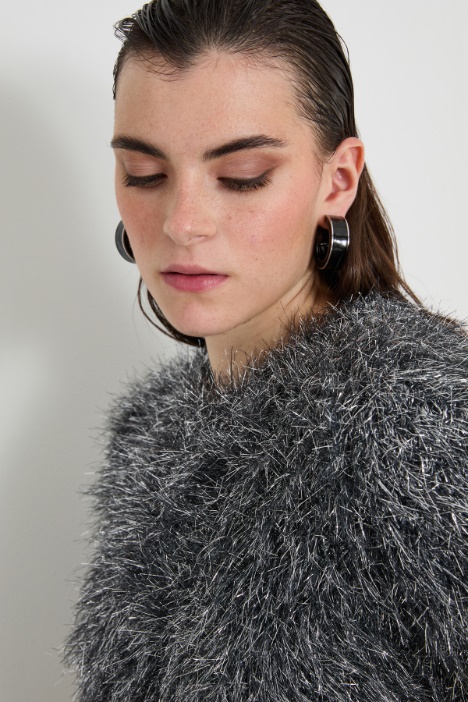 Maglia cropped lamè