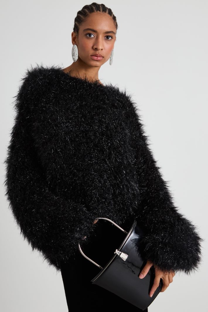 Maglia laminata effetto fluffy