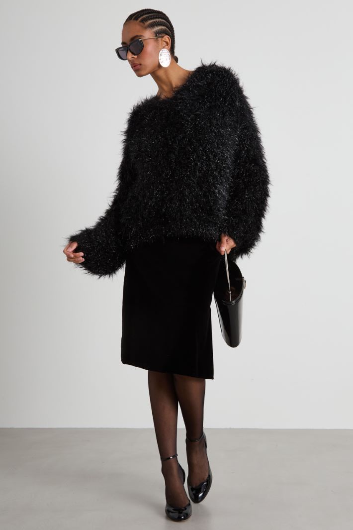 Maglia laminata effetto fluffy