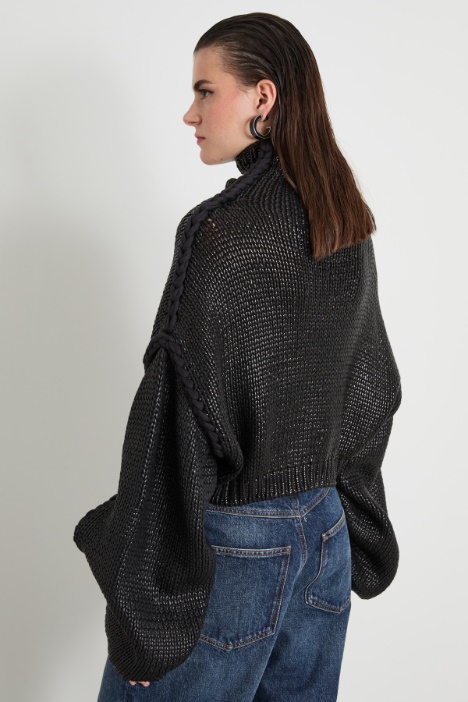 Maglia cropped laminata