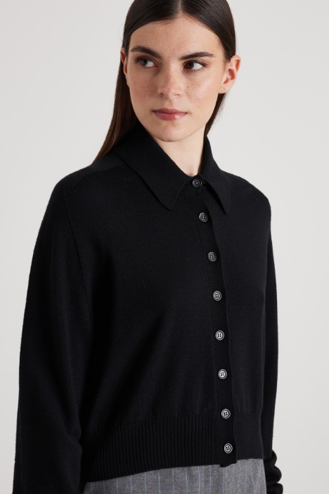 Cardigan con collo rimovibile