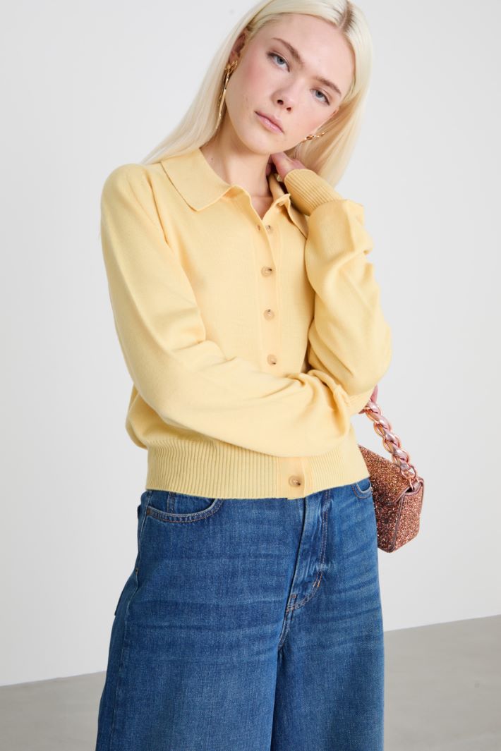 Detachable-collar cardigan Intrend