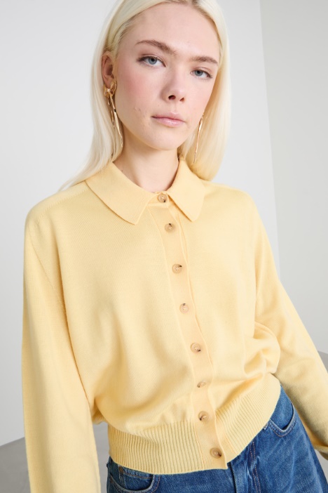 Cardigan con collo rimovibile