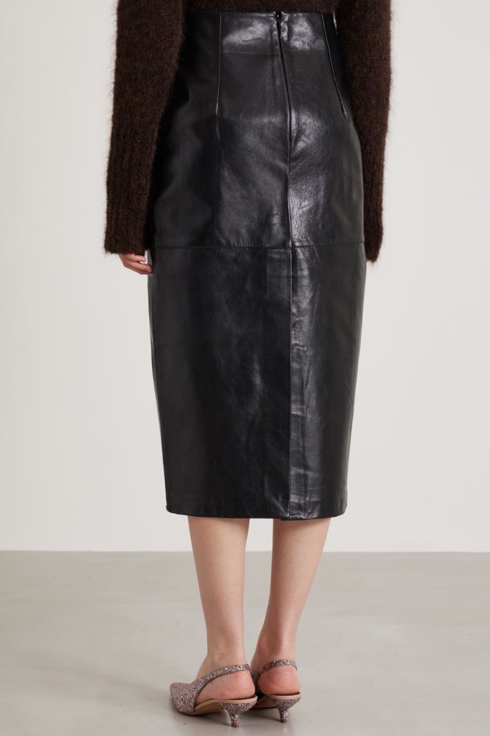 Nappa-leather midi skirt Intrend - 3