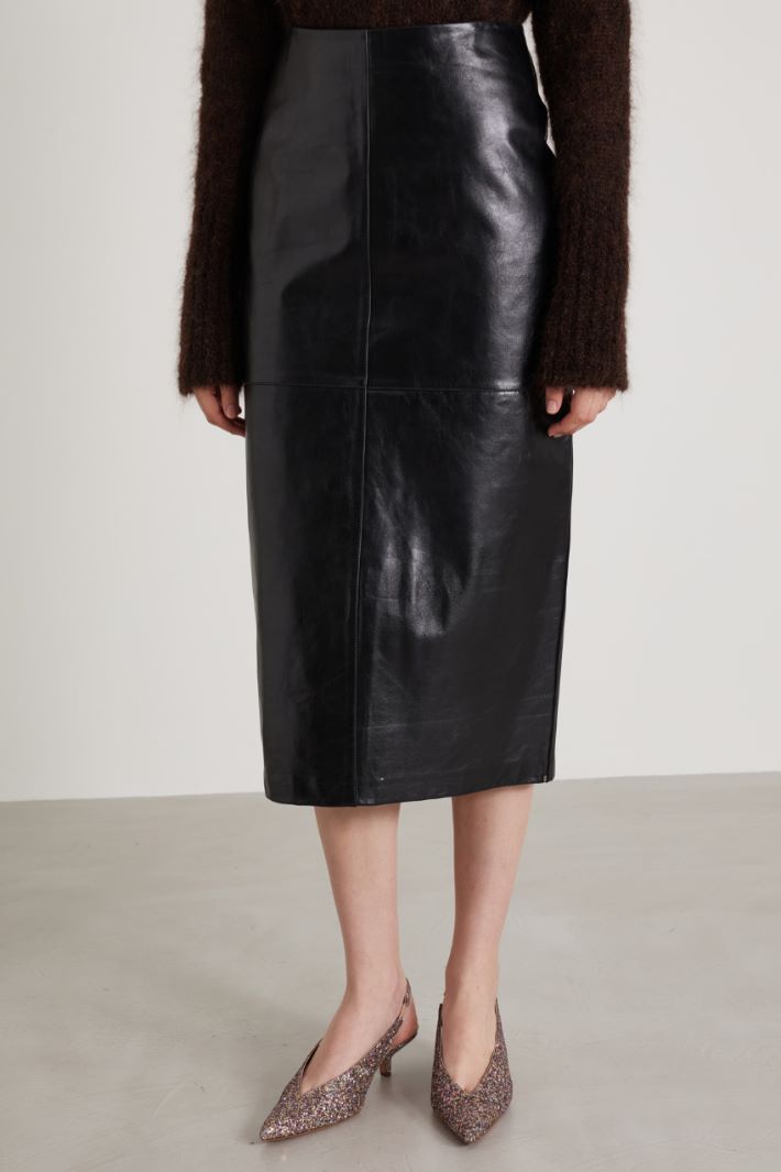 Nappa-leather midi skirt Intrend - 2
