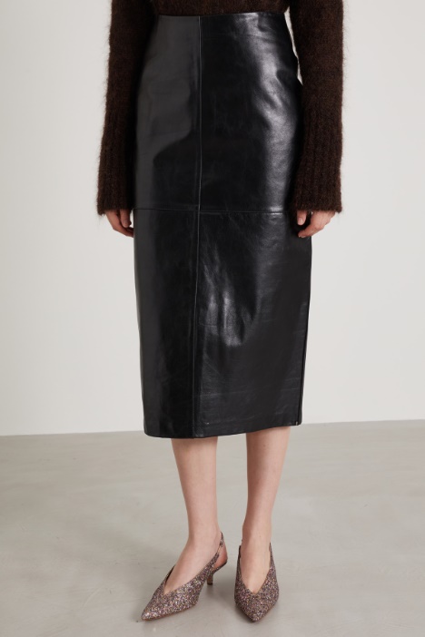 Gonna longuette in nappa