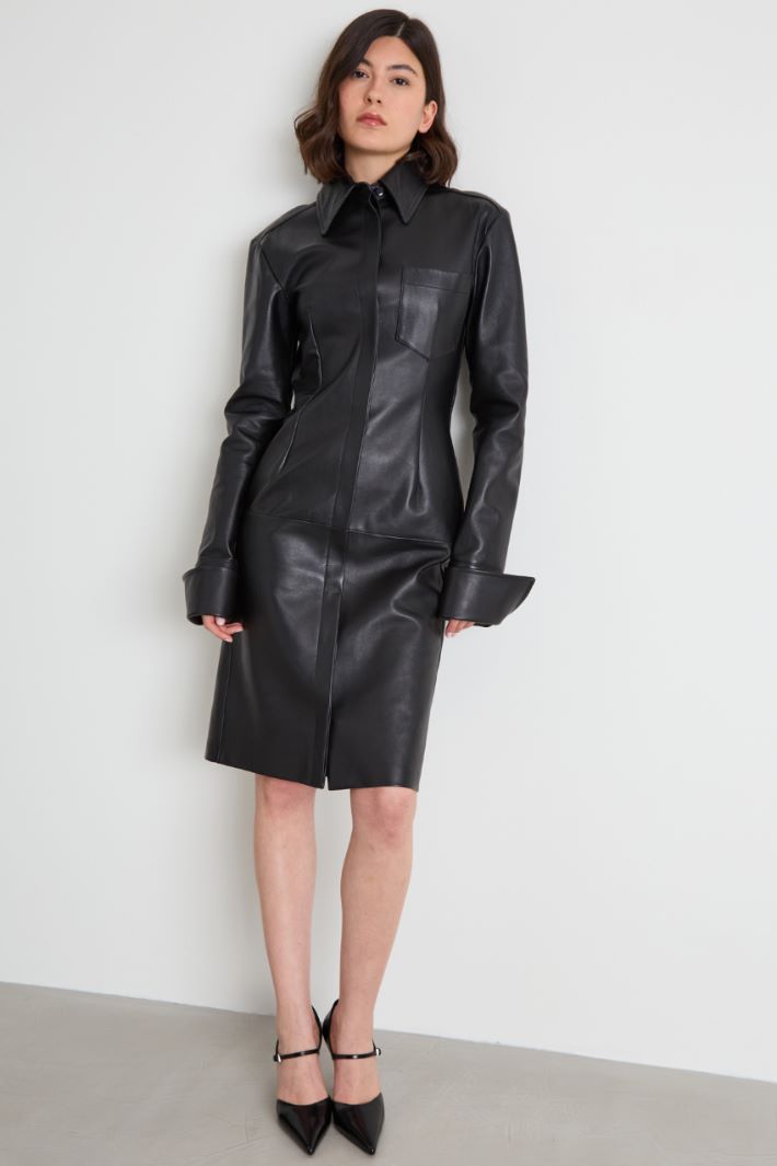 Nappa leather shirt dress Intrend - 2