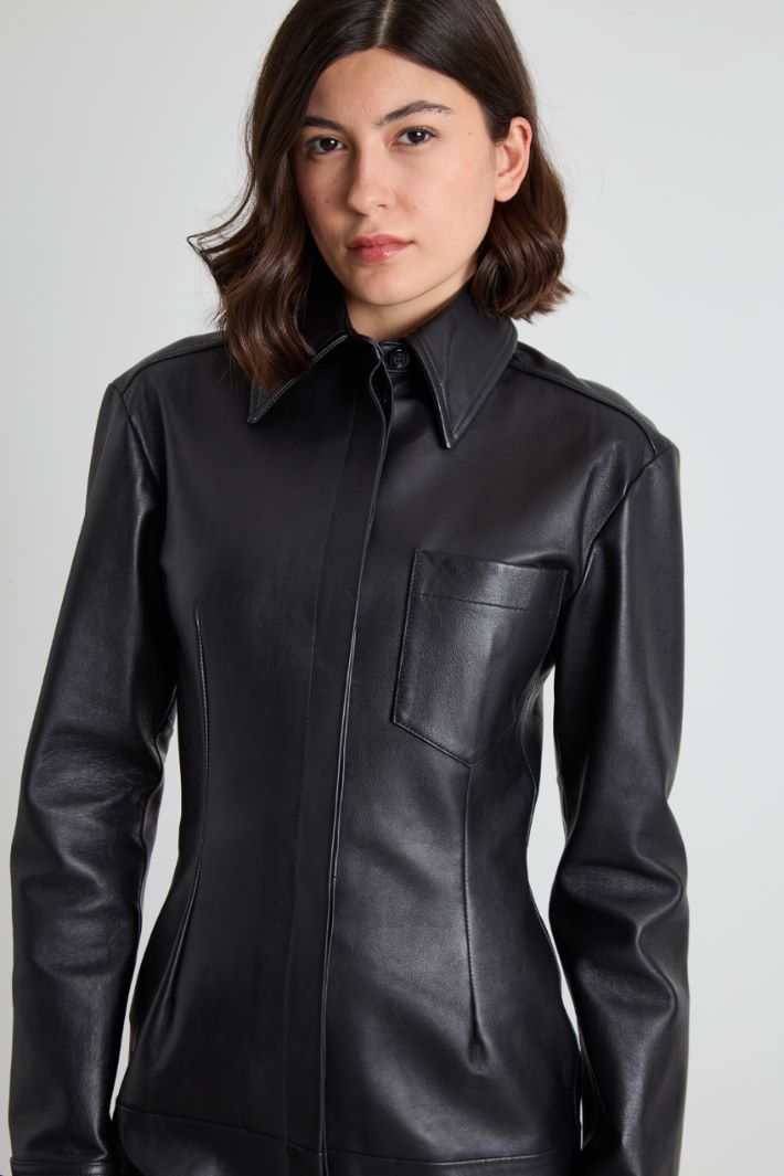 Nappa leather shirt dress Intrend - 4