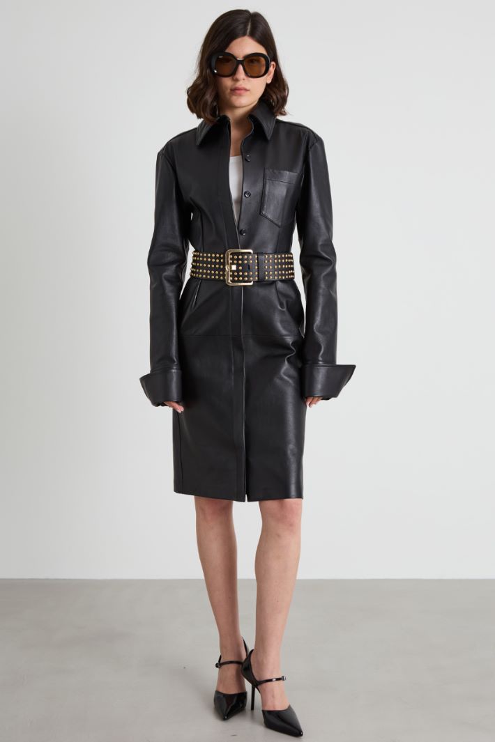Nappa leather shirt dress Intrend