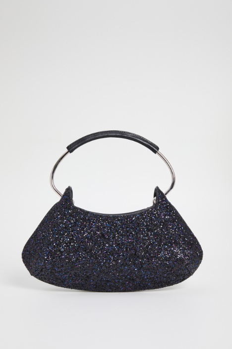 Borsa semi rigida a mezzaluna con glitter
