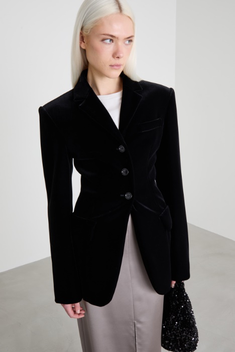 Blazer in velluto con spalline Intrend