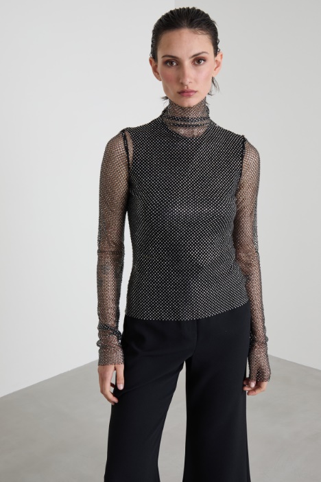 Rhinestone mesh top Intrend