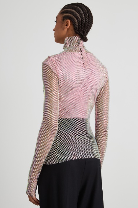 Top in rete con strass