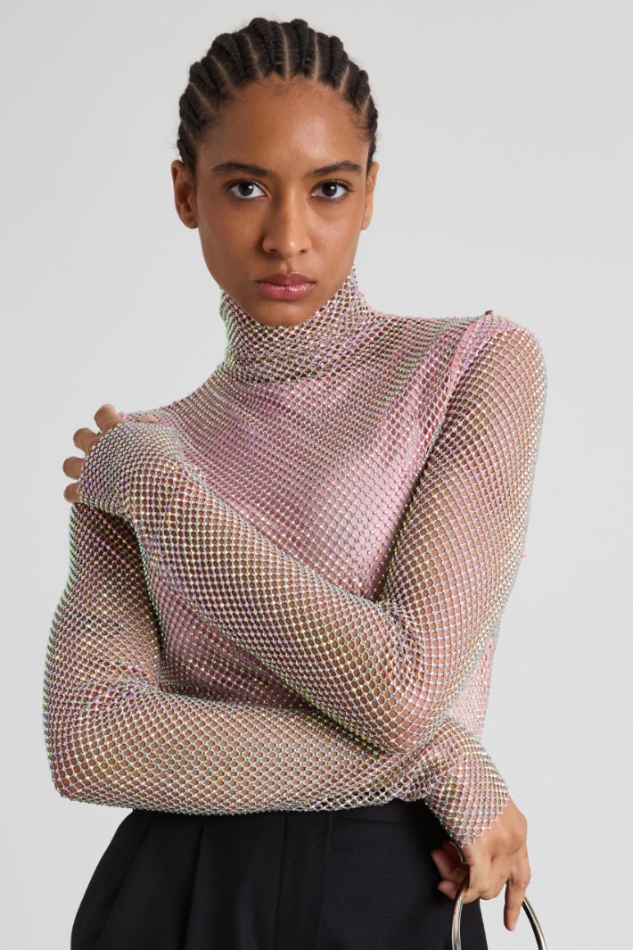 Rhinestone mesh top Intrend