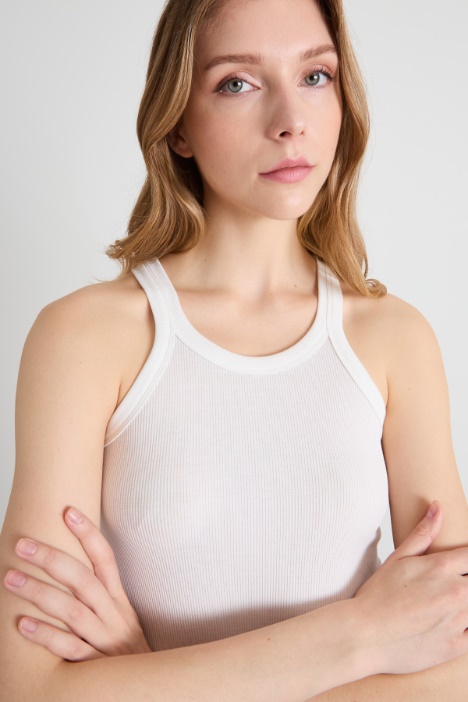 Canotta in cotone e seta