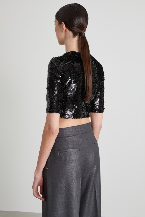 Top corto con paillettes