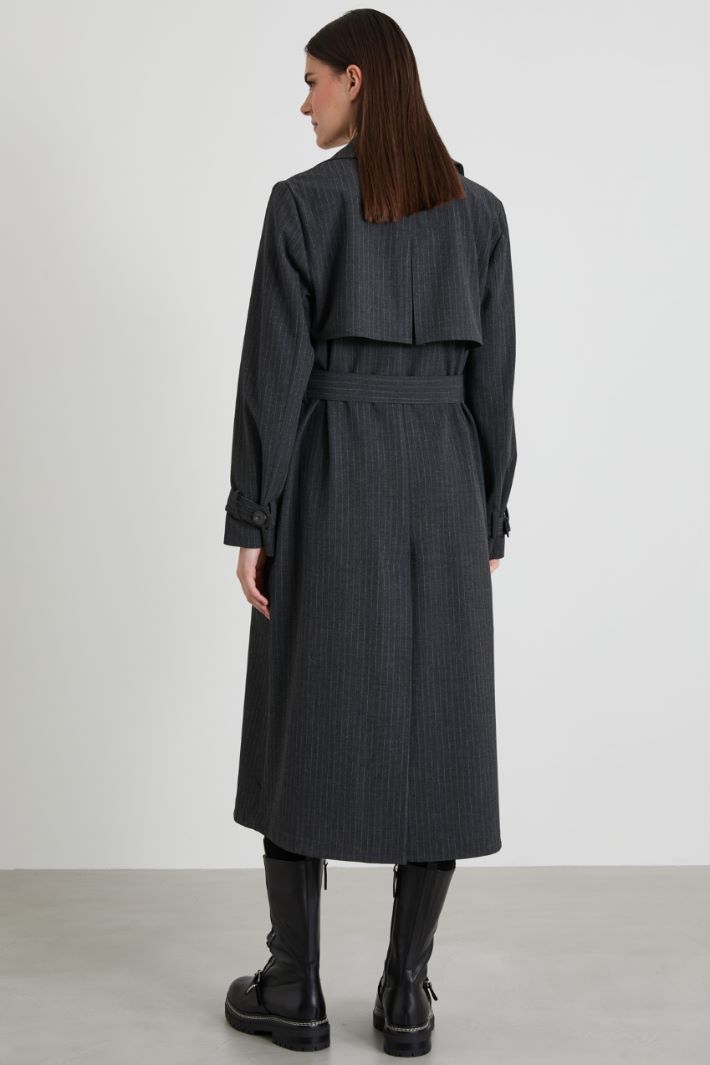 Pinstriped belted trench coat Intrend - 2