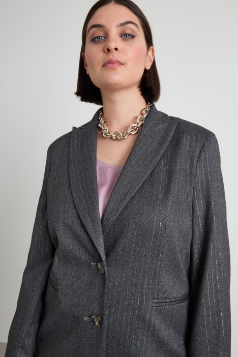 Blazer in twill gessato lamè