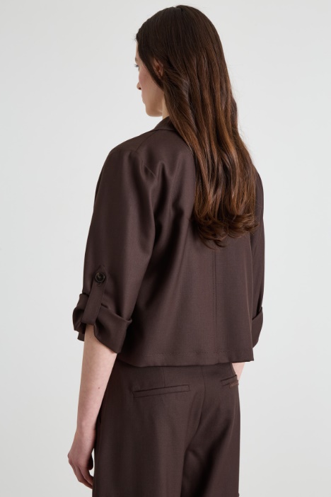 Giacca crop in pura lana