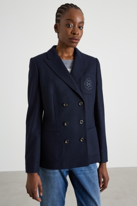 Flannel blazer with embroidery Intrend