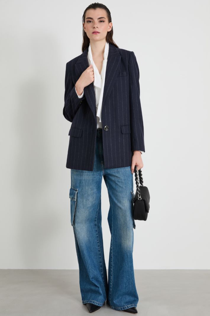 Pinstriped flannel blazer Intrend - 3
