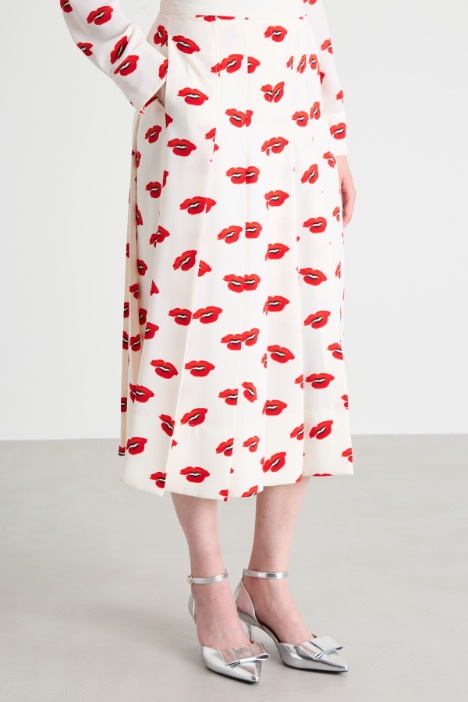 Gonna in enver satin a pieghe