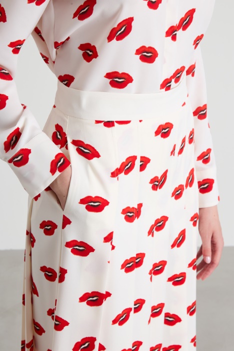 Gonna in enver satin a pieghe