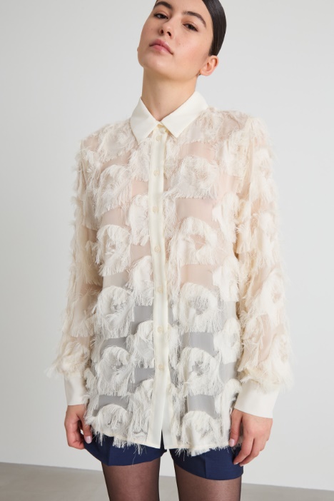 Blusa in georgette e fil coupé