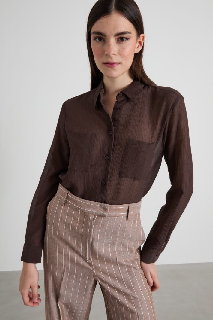 Crepon shirt with pockets Intrend - 4